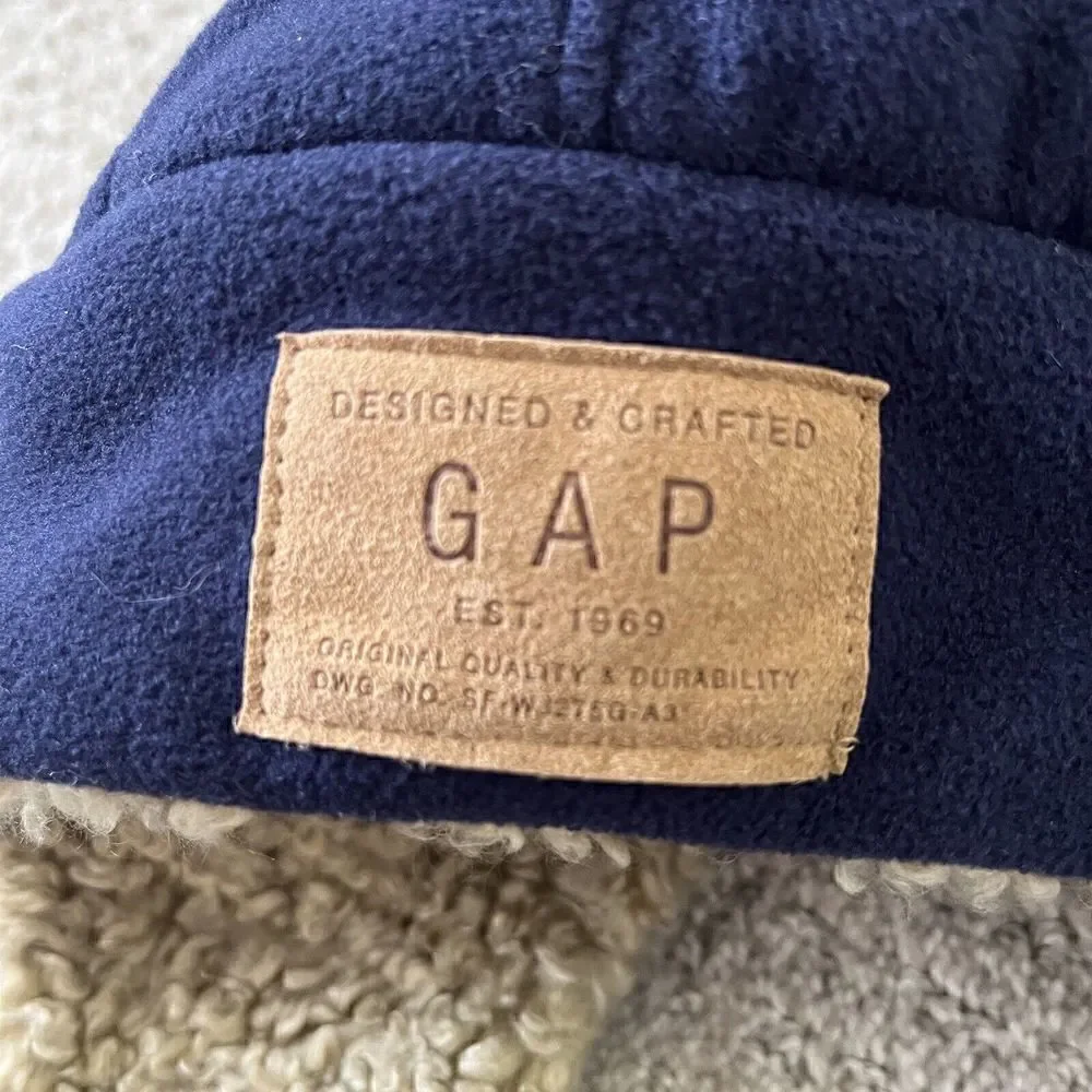 Baby Gap Boys Blue Fleece Trapper Winter Hat Sz S/M Faux Fur Ear Flaps Cap Warm
